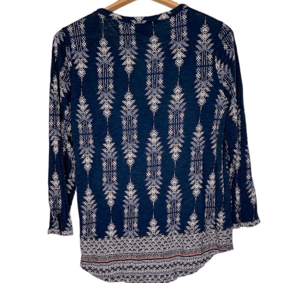 Lucky Brand Cotton Floral Print Boho Peasant Blouse in Women's Size L - Picture 2 of 8